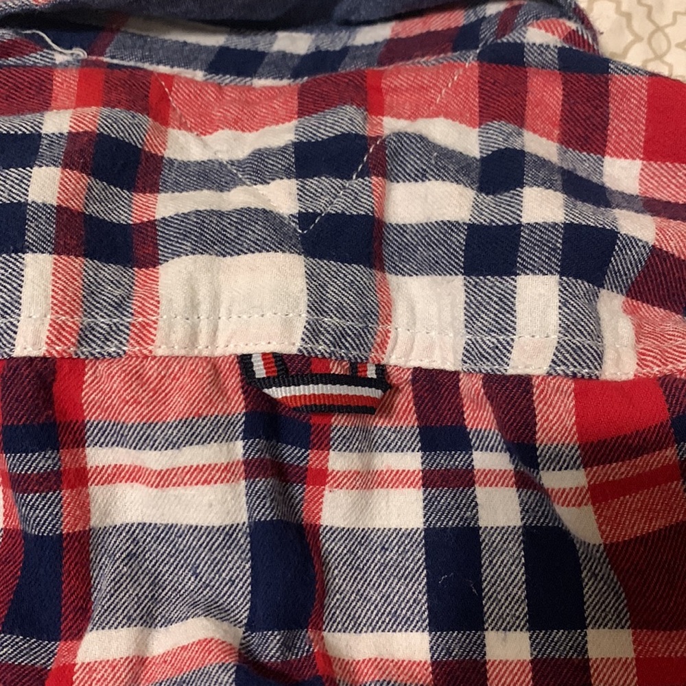 Kids Tommy Hilfiger Blue White and Red Long Sleeve Formal Button Down Shirt - Picture 6 of 8